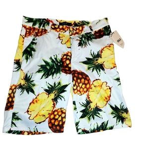 SSLR Pineapple Aloha Flat Front Casual Shorts 34